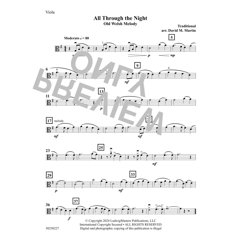 All Through The Night (arr. David M Martin) - Viola