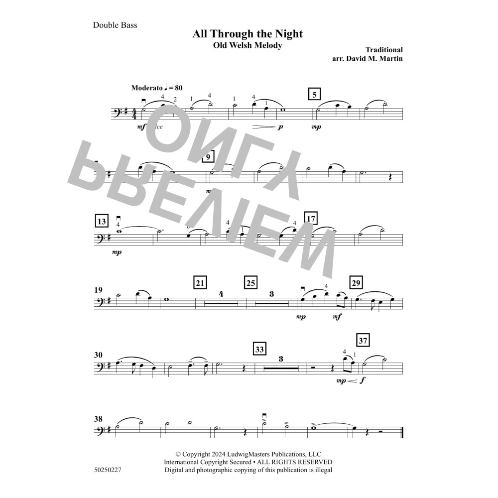 All Through The Night (arr. David M Martin) - Bass
