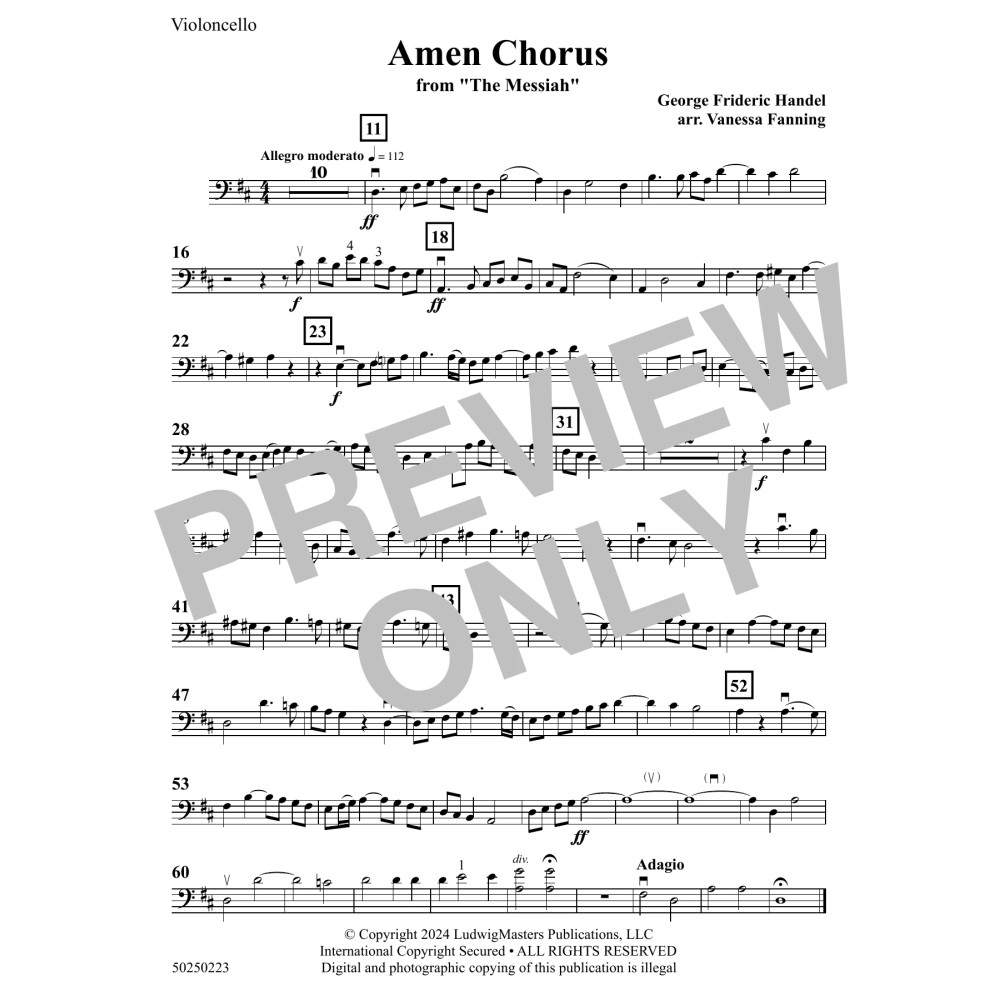 Amen Chorus (from The Messiah) (arr. Vanessa Fanning) - Cello