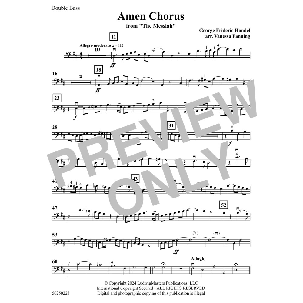 Amen Chorus (from The Messiah) (arr. Vanessa Fanning) - Bass