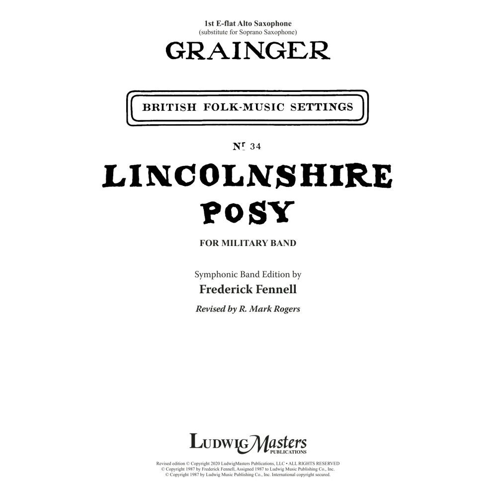 Lincolnshire Posy - 2020 Edition - Alto Sax 1
