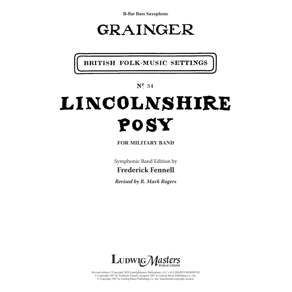 Lincolnshire Posy - 2020 Edition - Bb Bass Sax