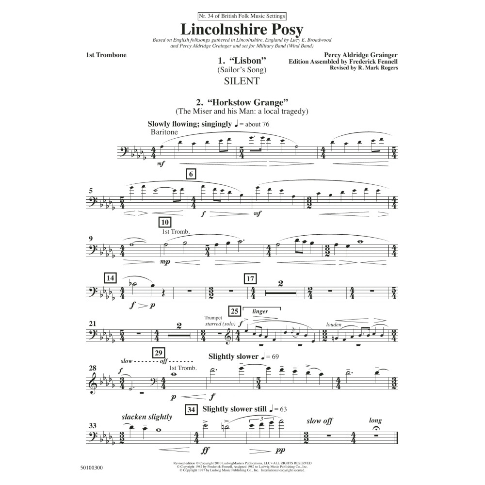 Lincolnshire Posy - 2020 Edition - Trombone 1