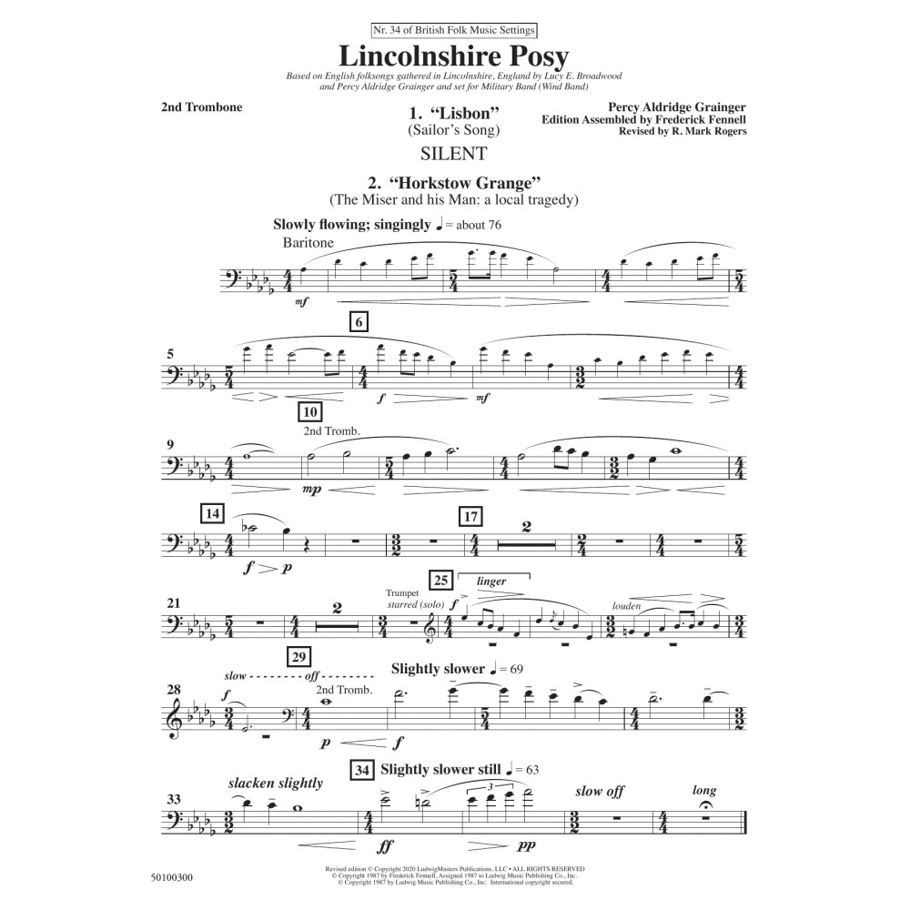 Lincolnshire Posy - 2020 Edition - Trombone 2
