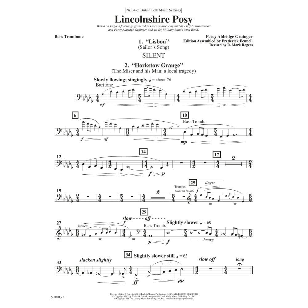 Lincolnshire Posy - 2020 Edition - Bass Trombone