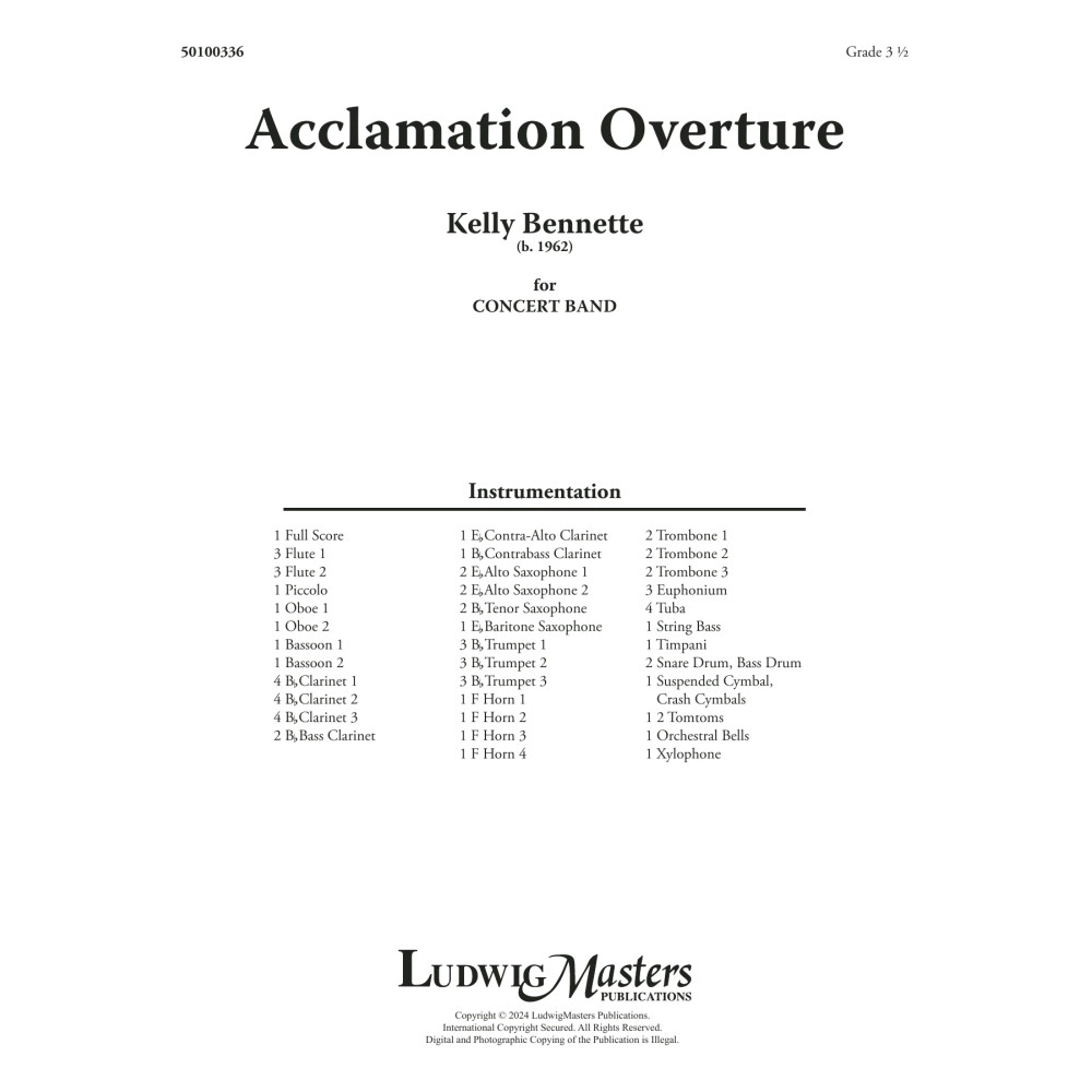Acclamation Overture - Full Score
