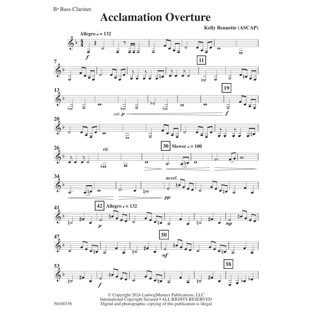 Acclamation Overture - Bass Clarinet