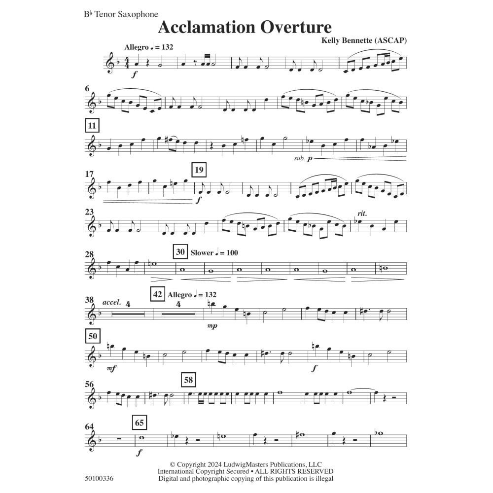 Acclamation Overture - Tenor Saxophone