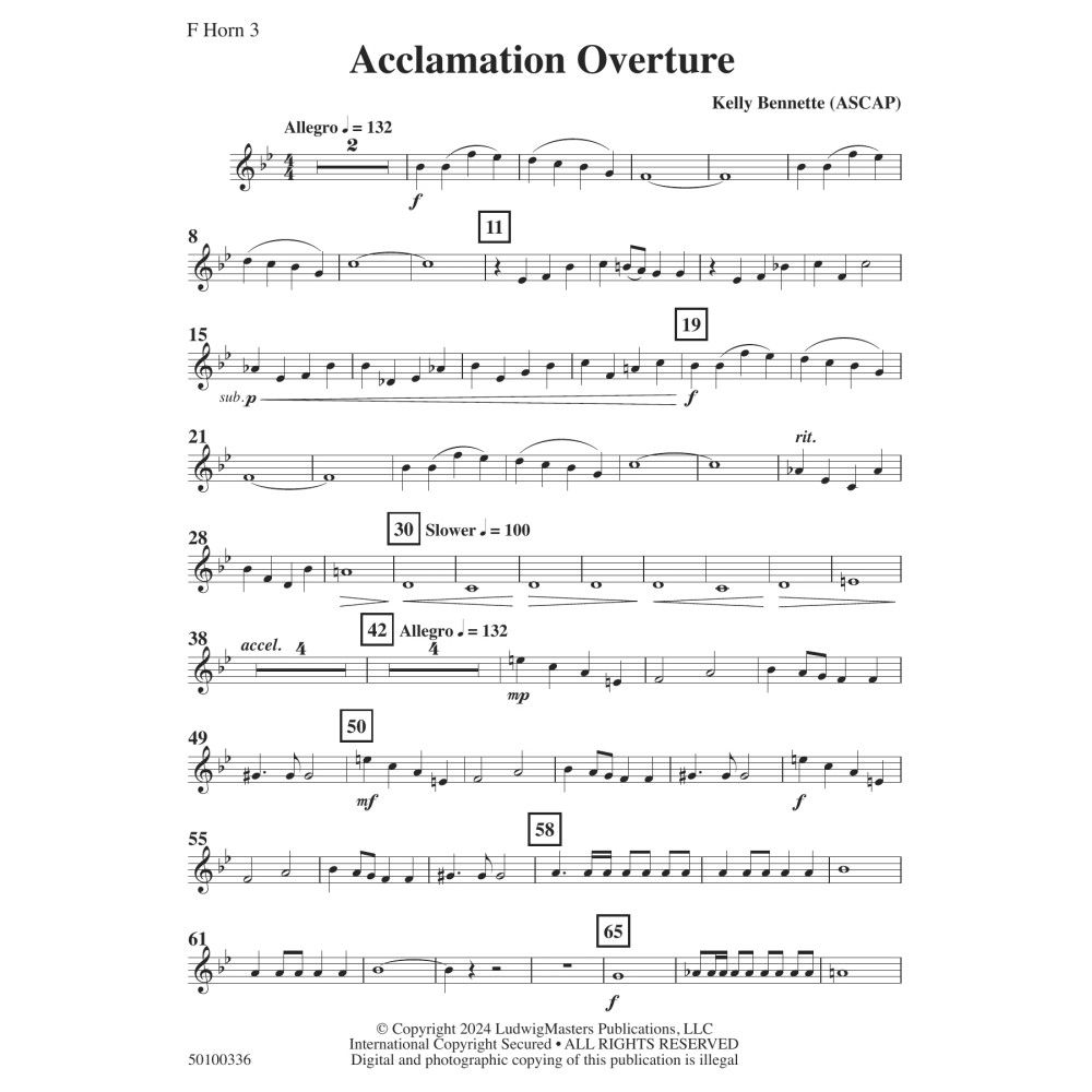 Acclamation Overture - Horn 3