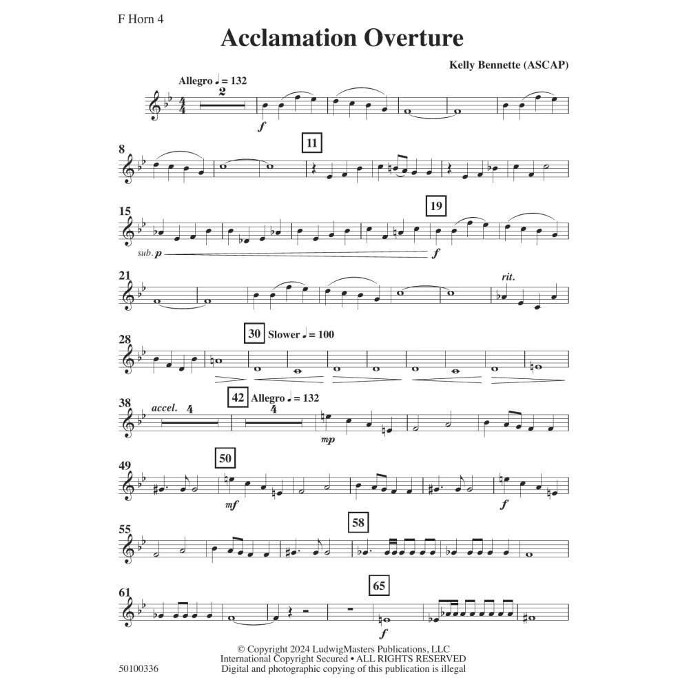 Acclamation Overture - Horn 4