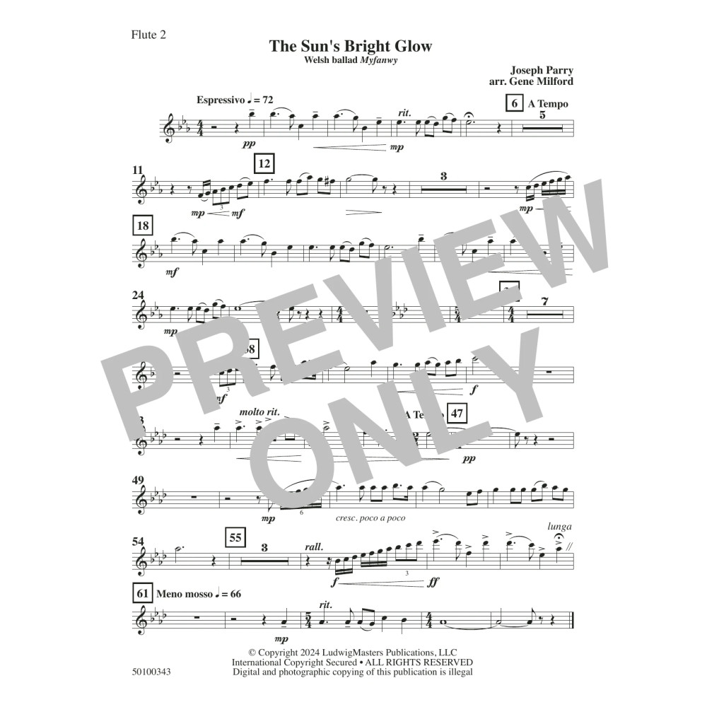 The Sun's Bright Glow (arr. Gene Milford) - Flute 2