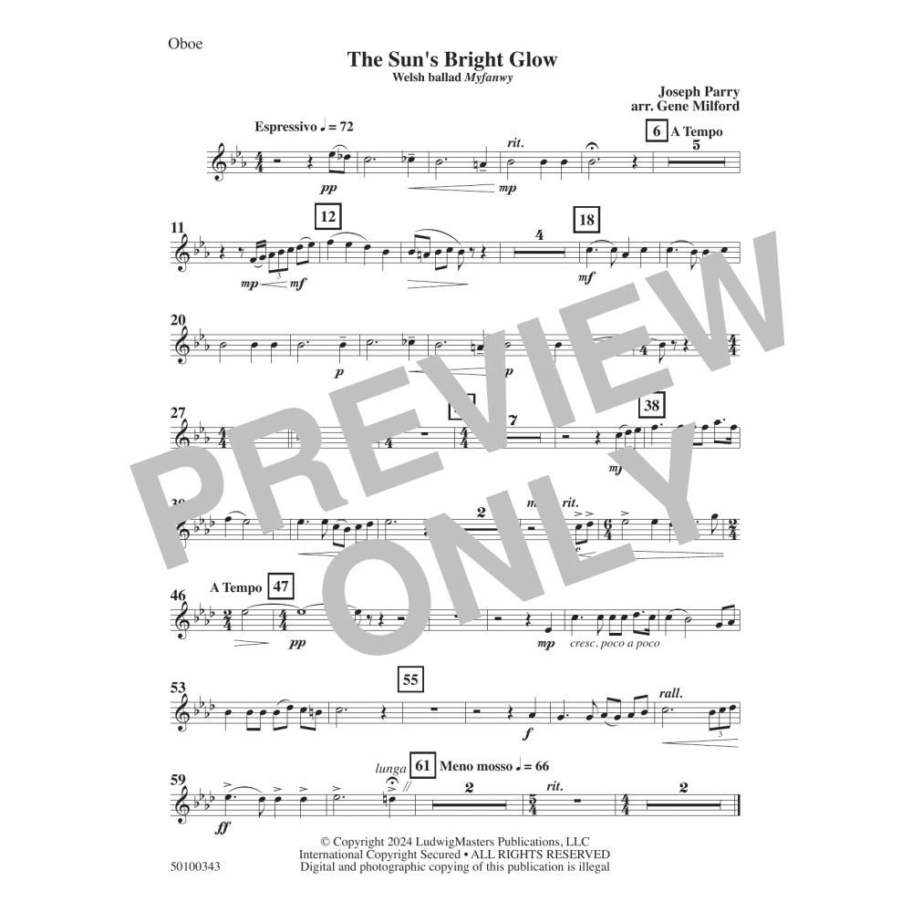 The Sun's Bright Glow (arr. Gene Milford) - Oboe