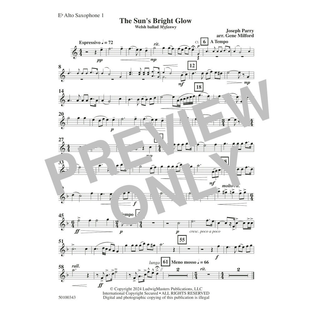 The Sun's Bright Glow (arr. Gene Milford) - Alto Sax 1