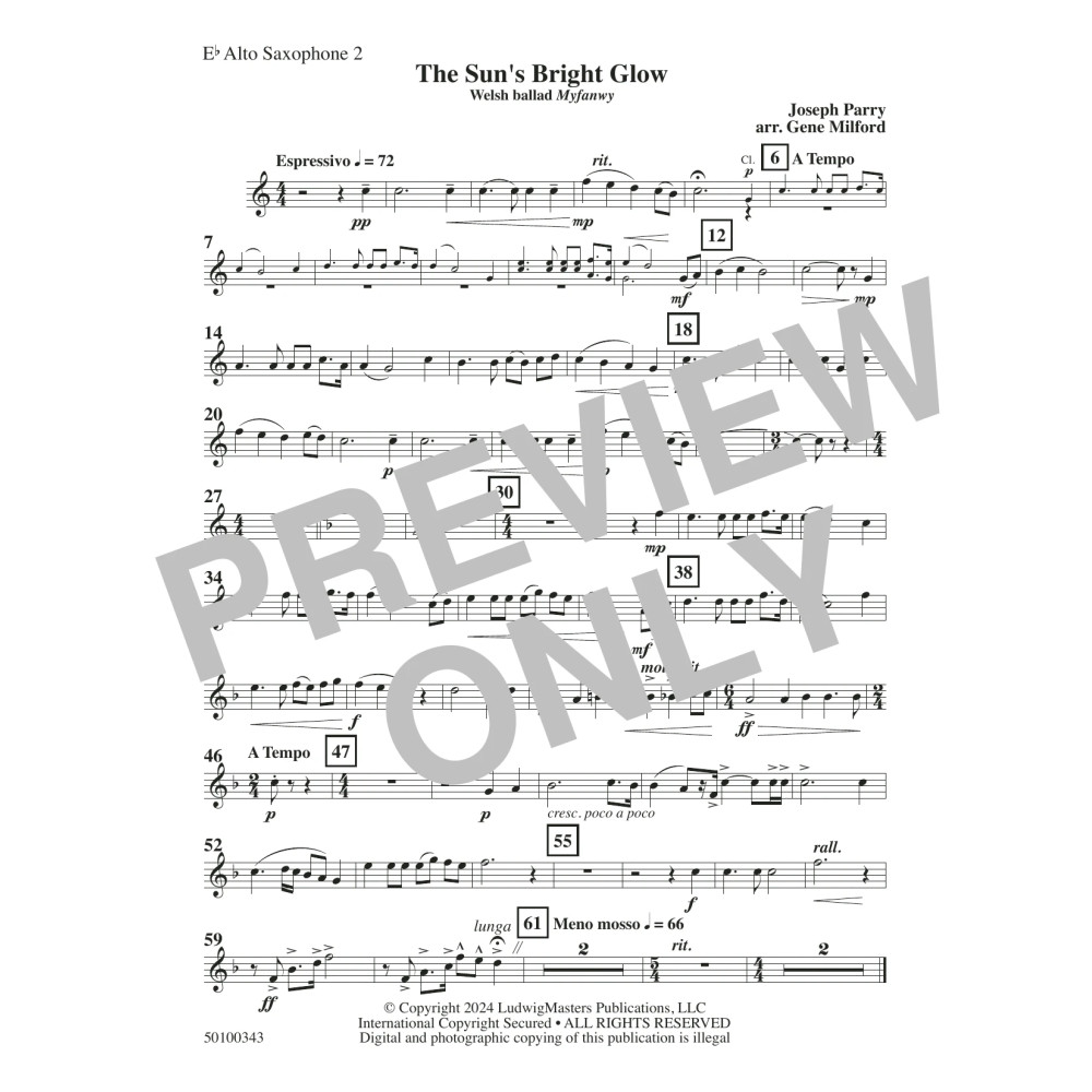 The Sun's Bright Glow (arr. Gene Milford) - Alto Sax 2