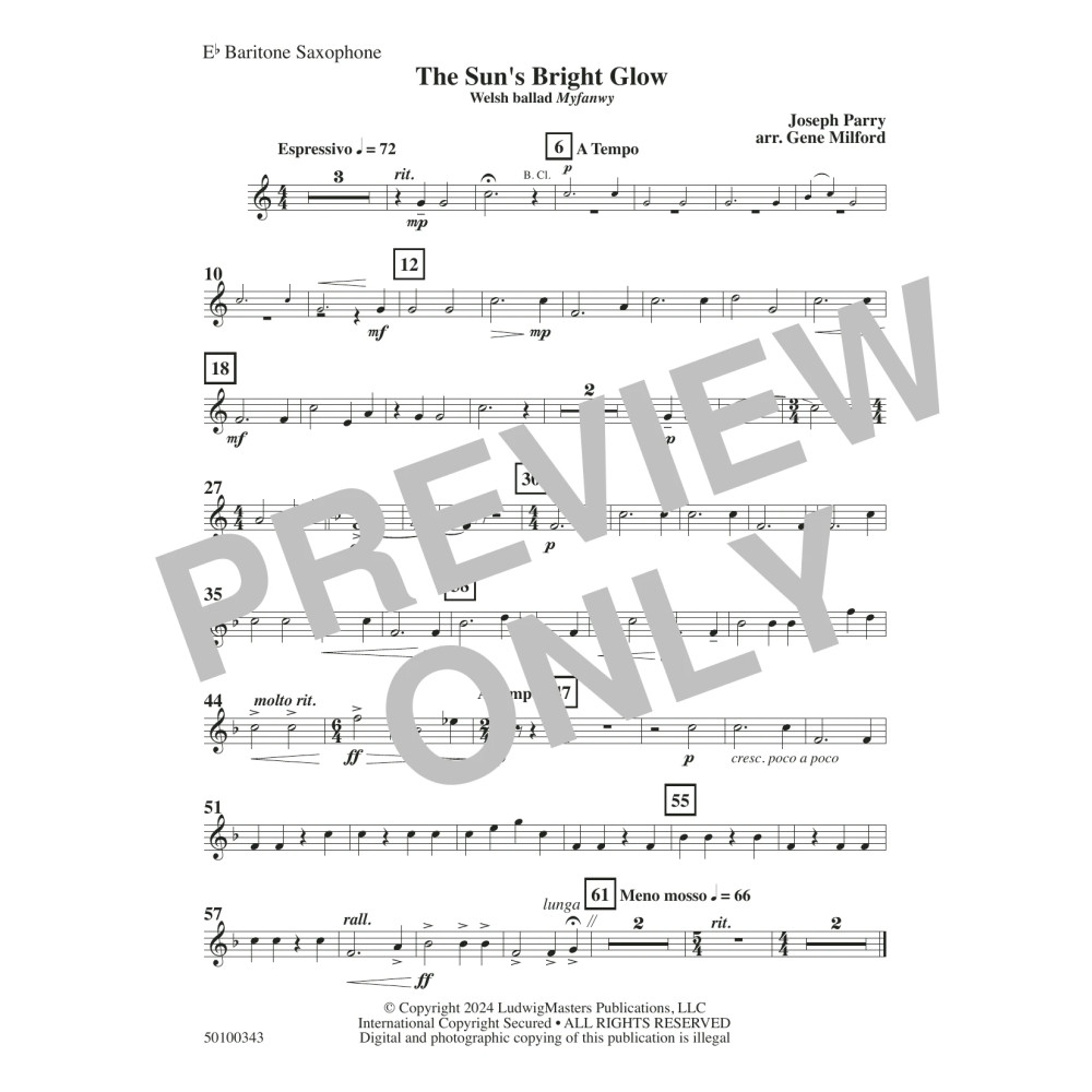 The Sun's Bright Glow (arr. Gene Milford) - Baritone Saxophone