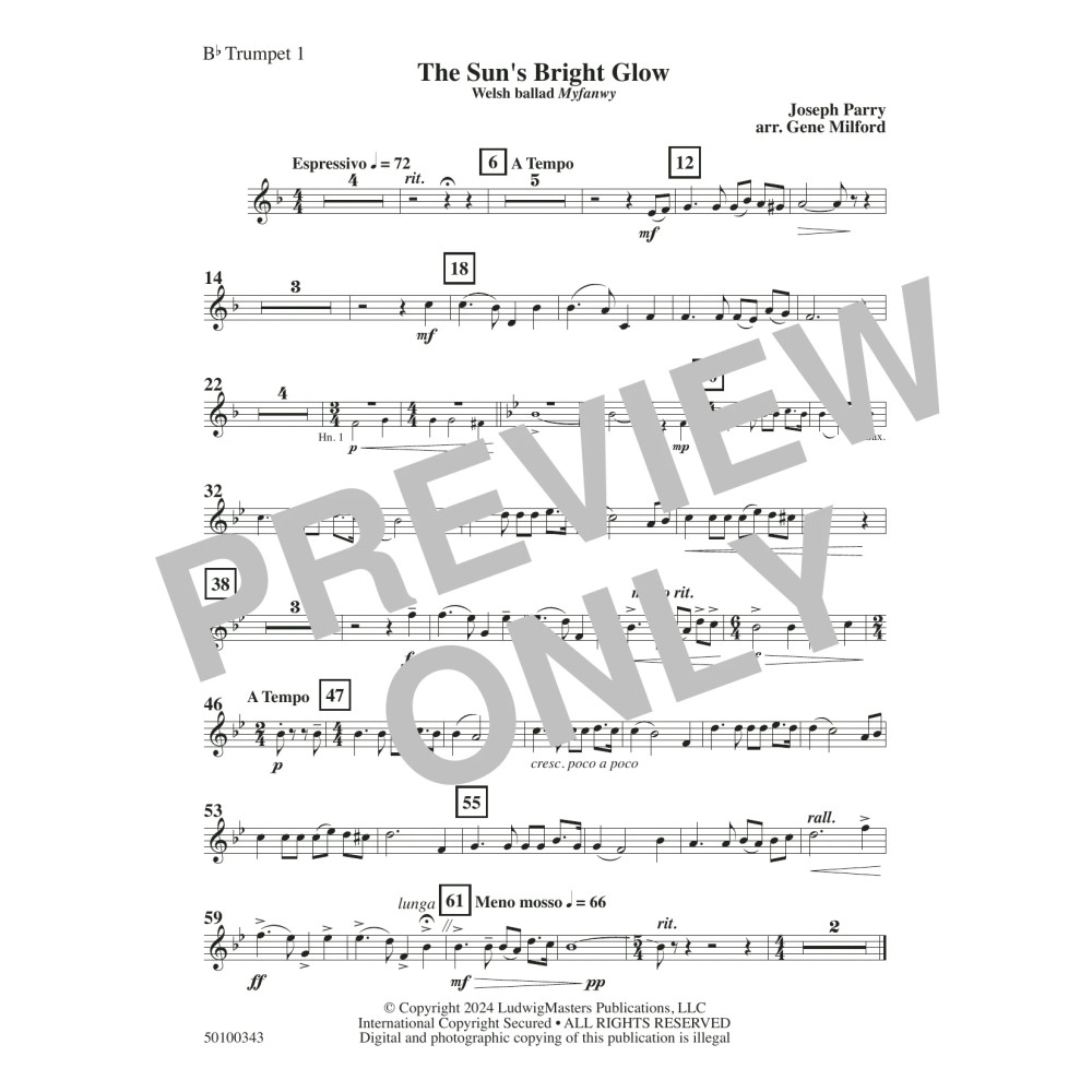 The Sun's Bright Glow (arr. Gene Milford) - Trumpet 1