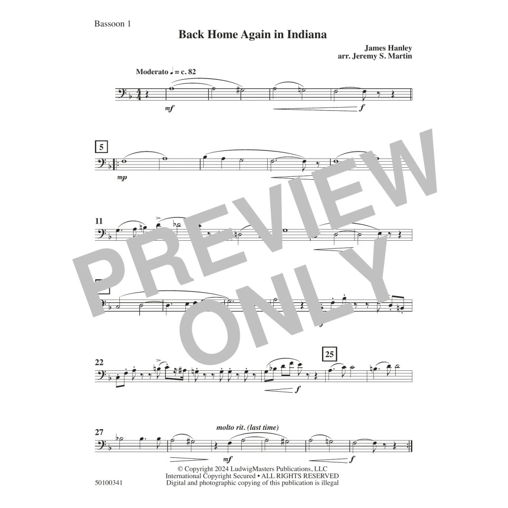 Back Home Again in Indiana (arr. Jeremy S. Martin) - Bassoon 1