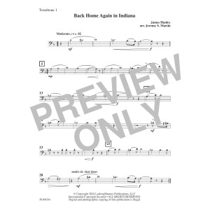 Back Home Again in Indiana (arr. Jeremy S. Martin) - Trombone 1