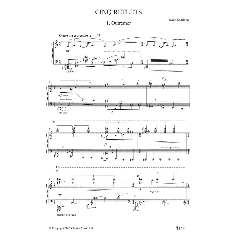Cinq reflets (vocal score)