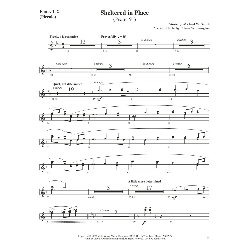 Sheltered in Place (arr. Edwin M. Willmington) - Flute 1 & 2