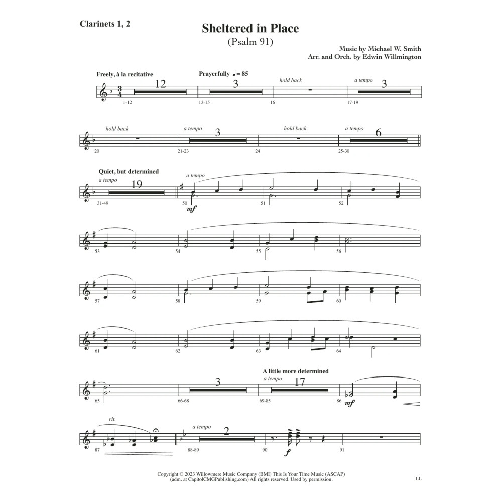 Sheltered in Place (arr. Edwin M. Willmington) - Bb Clarinet 1 & 2