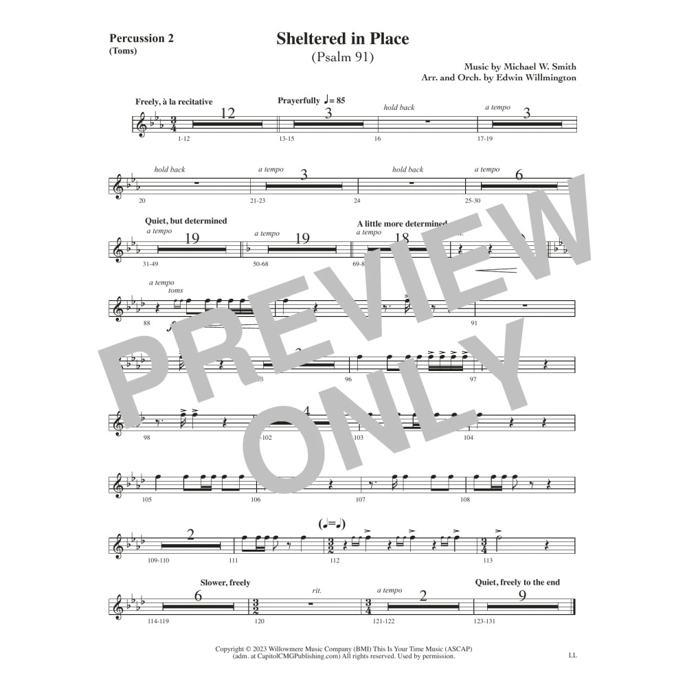 Sheltered in Place (arr. Edwin M. Willmington) - Percussion 2