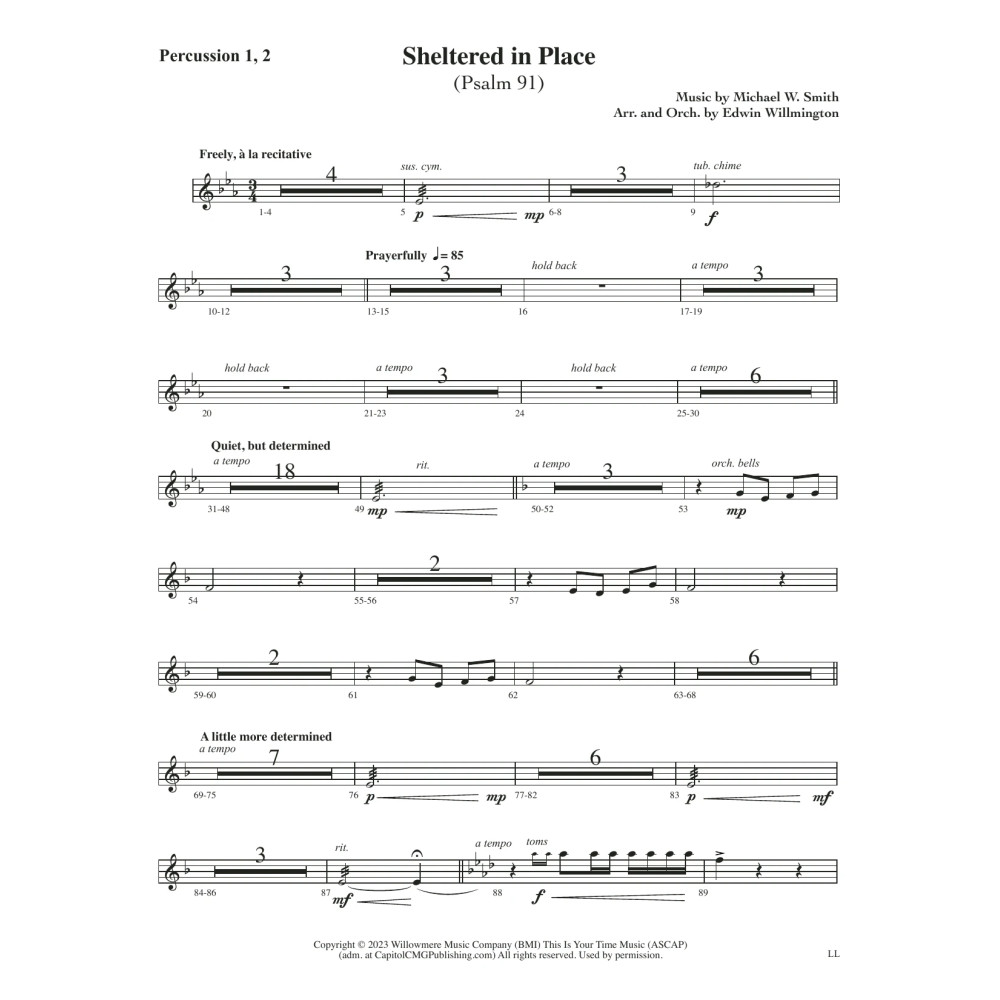 Sheltered in Place (arr. Edwin M. Willmington) - Percussion 1 & 2