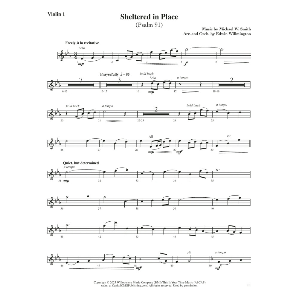 Sheltered in Place (arr. Edwin M. Willmington) - Violin 1