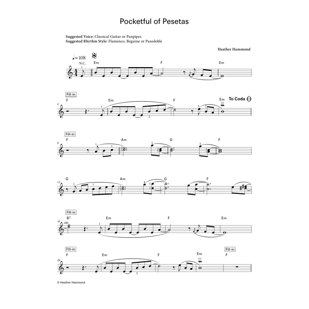 Pocketful of Pesetas (LCME Electronic Keyboard Grade 4 List A)