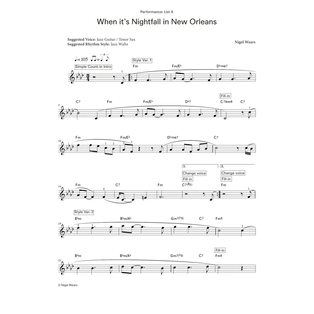 When It's Nighfall in New Orleans (LCME Electronic Keyboard Grade 6 List A)