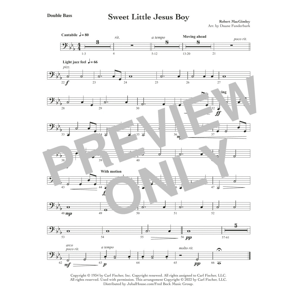 Sweet Little Jesus Boy (arr. Duane Funderburk) - Double Bass
