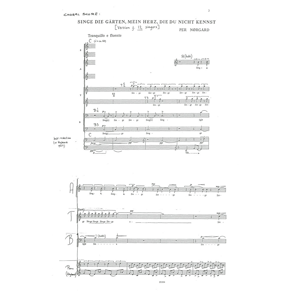 Singe die Gärten, mein Herz, die du nicht kennst (12 Singers)