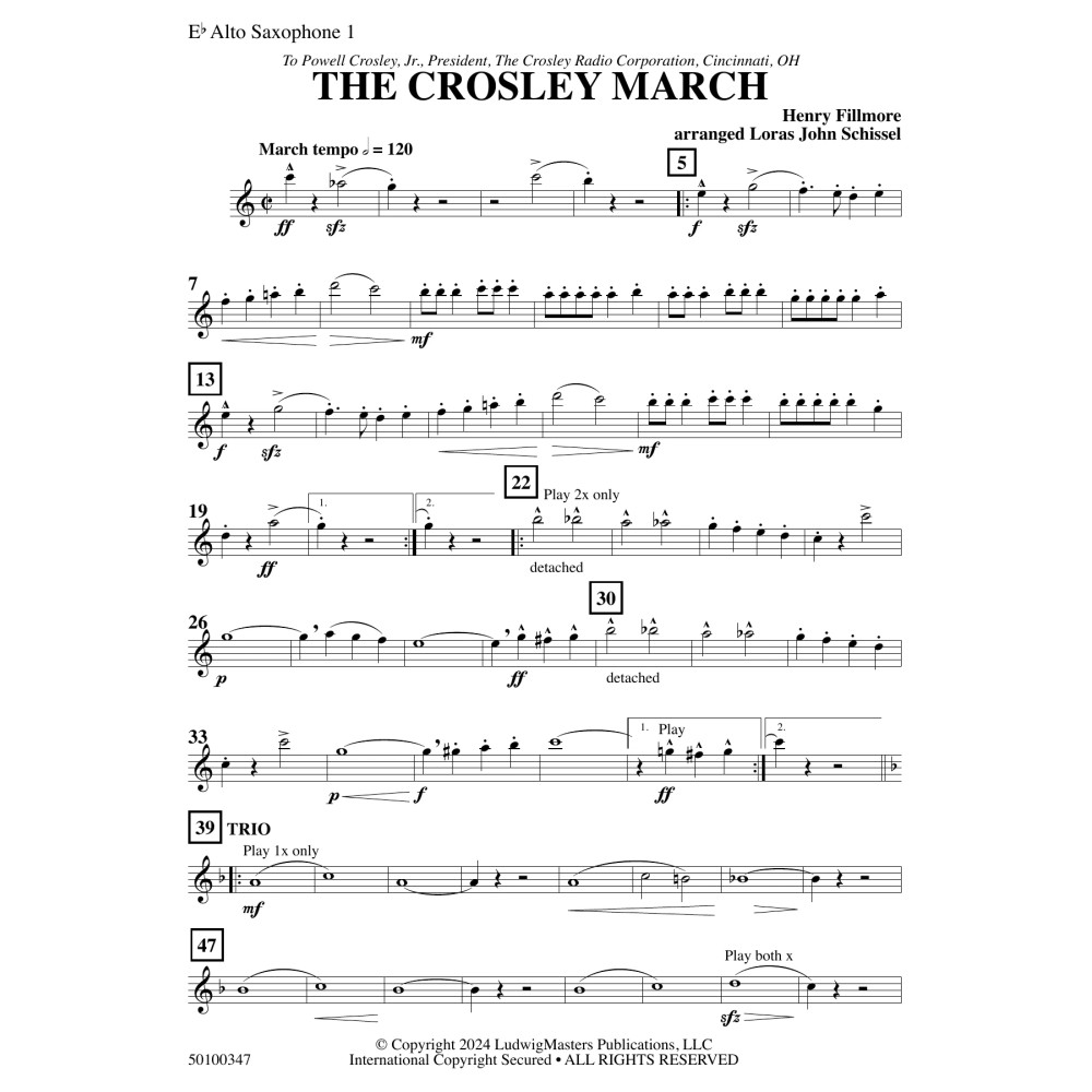 The Crosley March (arr. Loras John Schissel) - Alto Saxophone 1