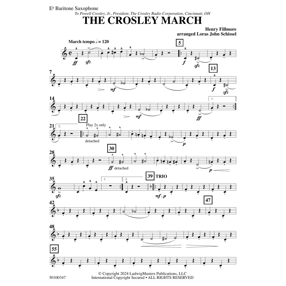 The Crosley March (arr. Loras John Schissel) - Baritone Saxophone