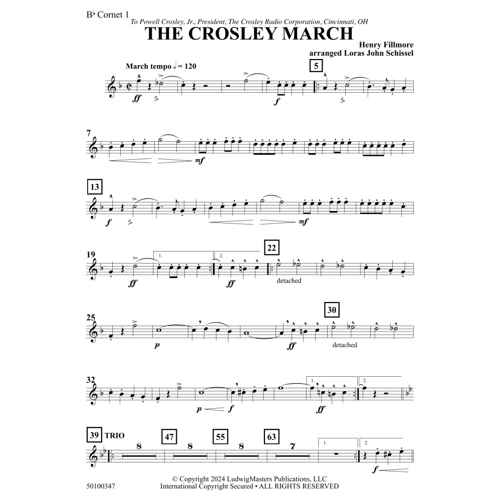 The Crosley March (arr. Loras John Schissel) - Cornet 1