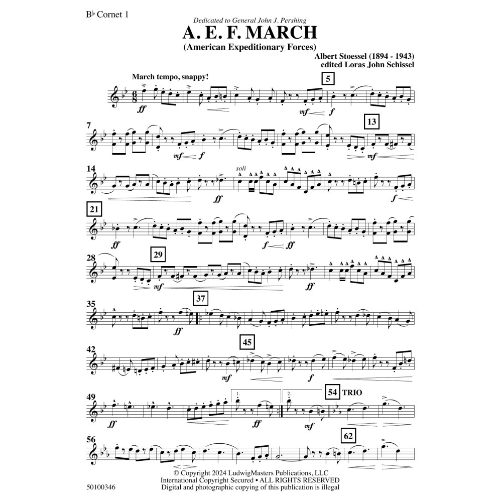AEF March (arr. Loras John Schissel) - Cornet 1