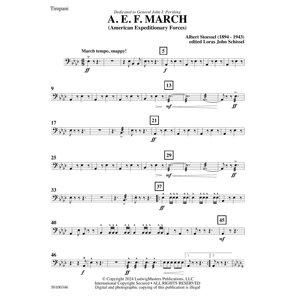 AEF March (arr. Loras John Schissel) - Timpani