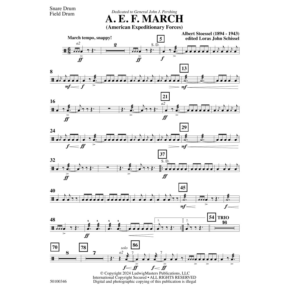 AEF March (arr. Loras John Schissel) - Snare Drum