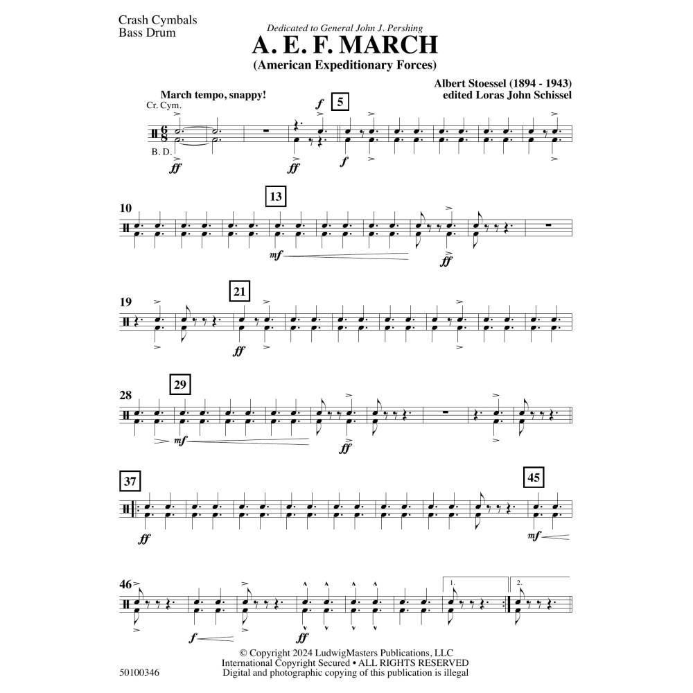 AEF March (arr. Loras John Schissel) - Bass Drum & Cymbals