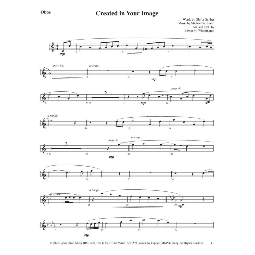Created In Your Image (arr. Edwin M. Willmington) - Oboe