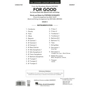 For Good (from Wicked) (arr. Michael Brown) - Conductor Score (Full Score)