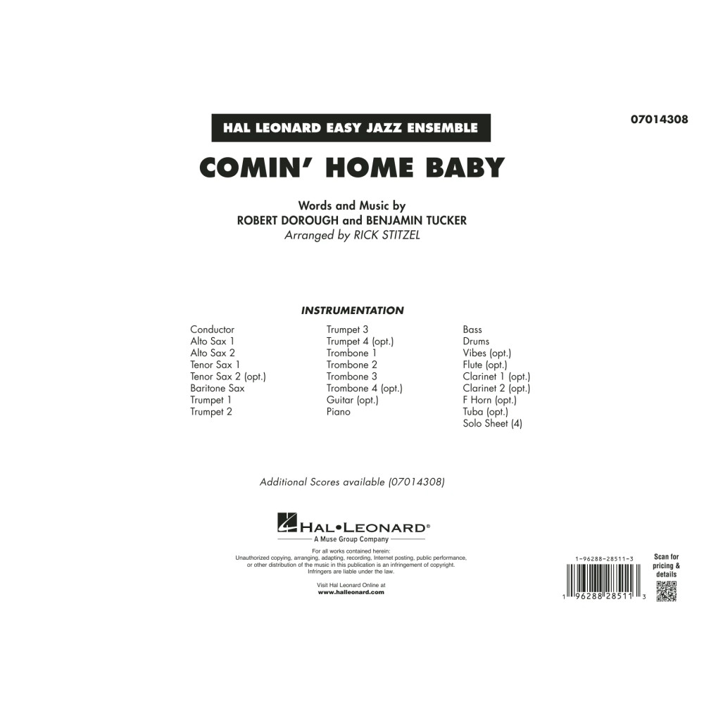 Comin' Home Baby (arr. Rick Stitzel) - Conductor Score (Full Score)