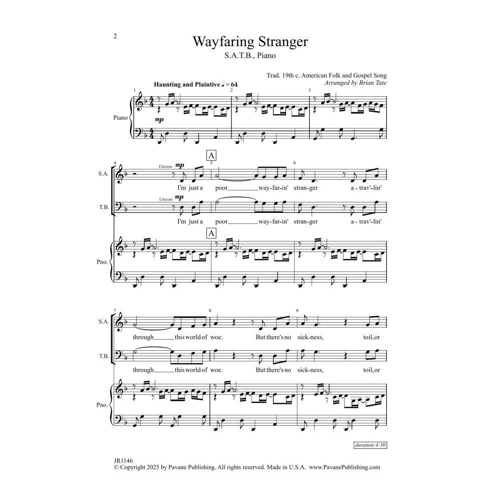 Wayfaring Stranger (arr. Brian Tate)