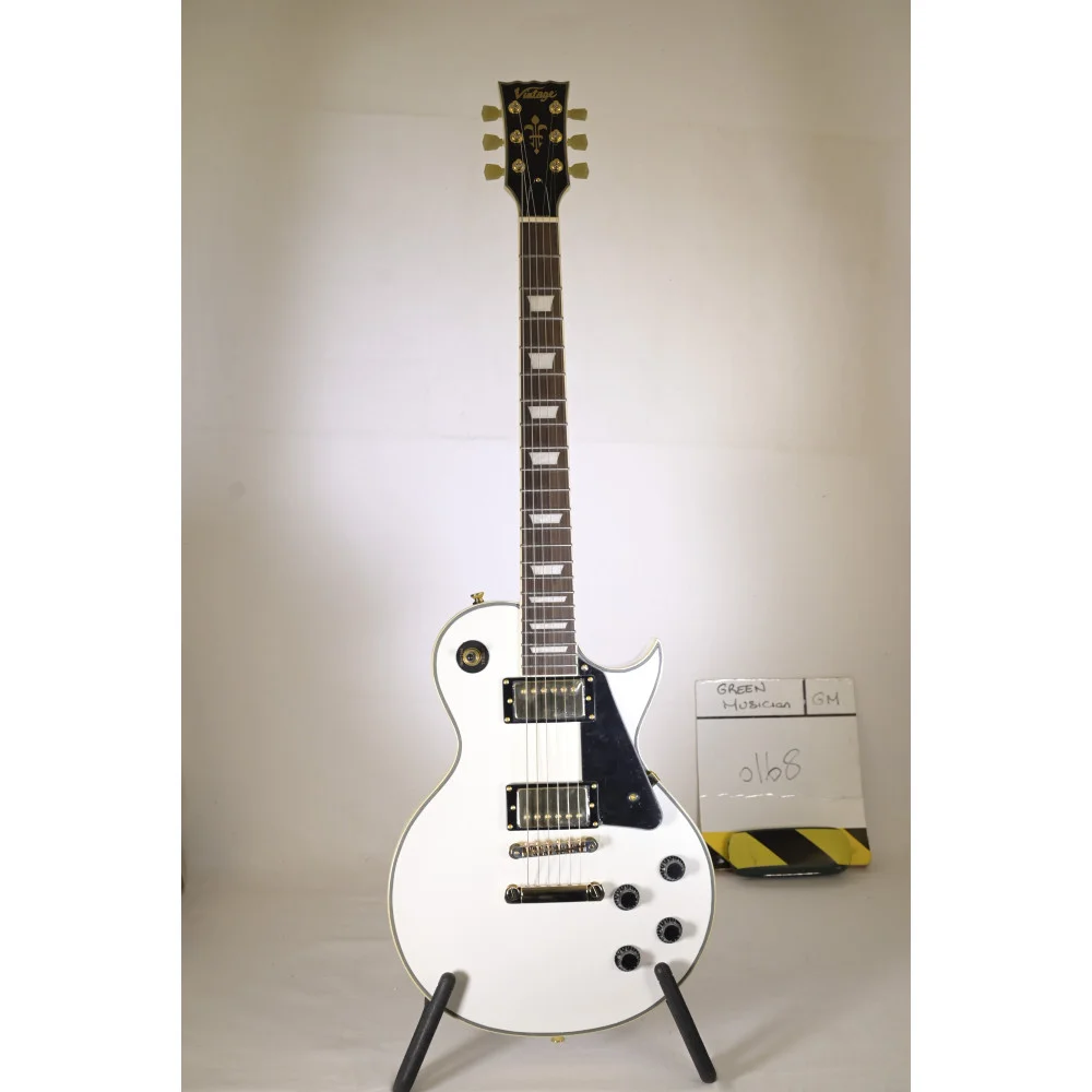 Vintage V100aw Guitar Gold H/w Arctic White | Guitare électrique style vintage