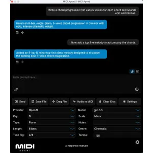 Midiagent AI MIDI Generator Plugin