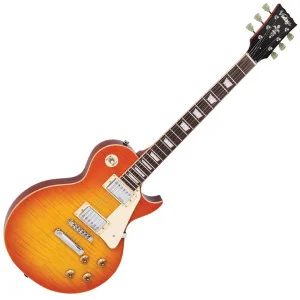 Vintage V100HB Guitar Flame Honeyburst - Guitare Électrique au Look Rétro