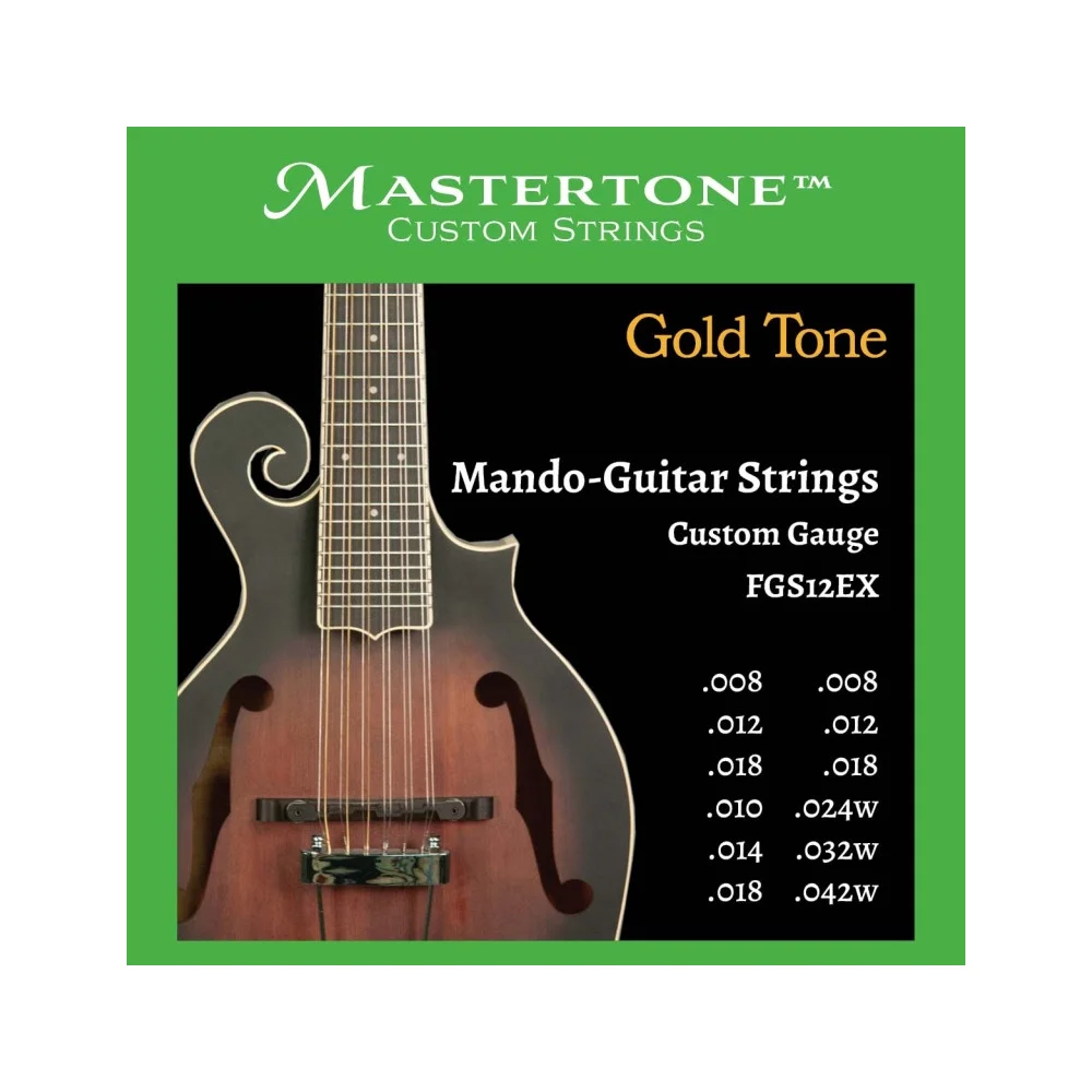 12 cordes pour mandoline de type F, tirant extra light - Gold Tone