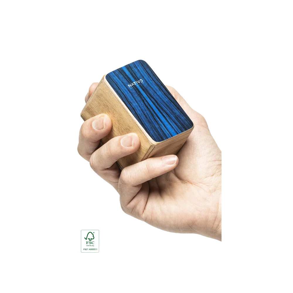 Mini cajón shaker panel frontal azul - Compacto y certificado FSC | Green Musicians