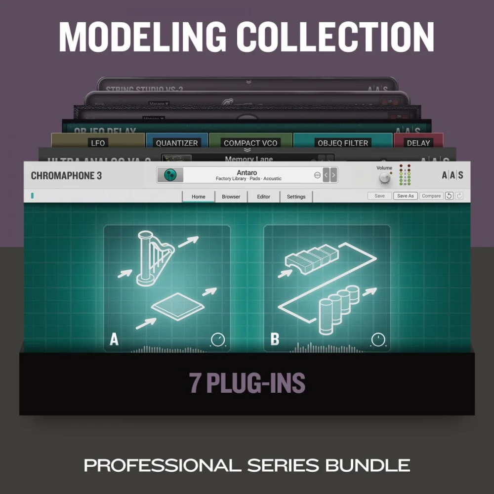 Colección de Modelado | Paquete de 7 Instrumentos y Efectos Modelados Físicamente - AAS