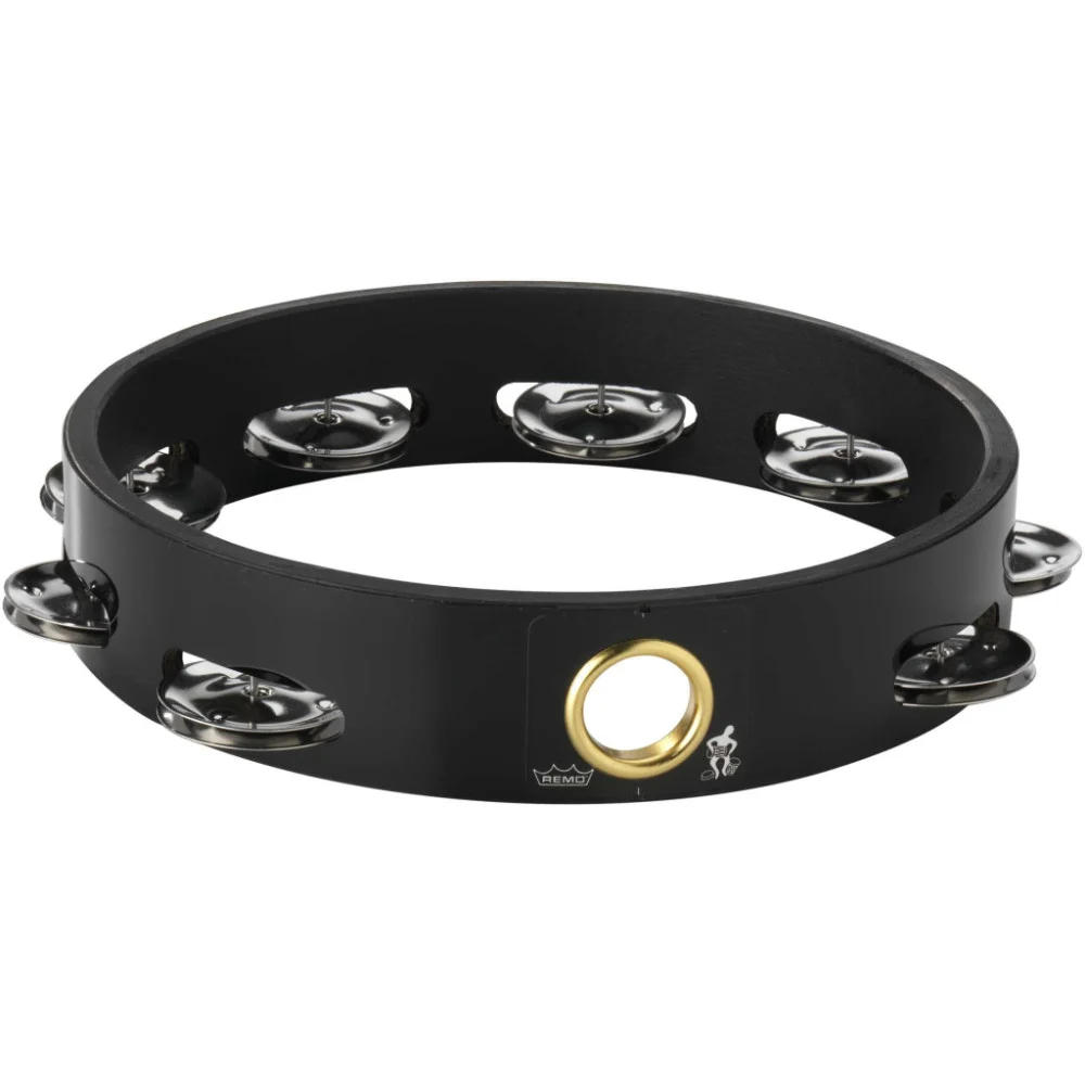 Tambourin 8" headless sans peau - 1 rangée 8 cymbalettes métal noir mat | Green Musicians